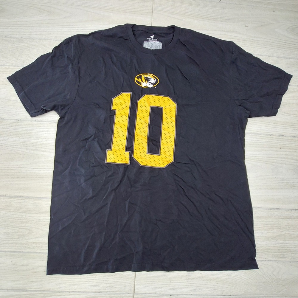 Missouri Tigers T Shirt Mens XL Football Number 10 Black‎ NCAA College